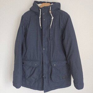 H&M DB Supply No.1 Navy Hooded Parka Jacket Men’s Size M Sherpa Hood